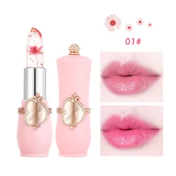 Hot selling 6 colors dry flower nude matte lipstick color changing lip balm lip stick waterproof jelly crystal lipstick