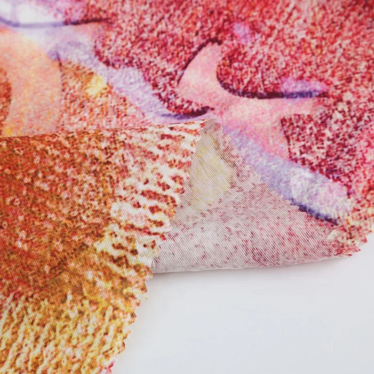Fusible customized digital print jersey floral printed fabrics cloth rayon fabric textil for