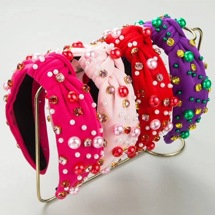 Shenglan 2024  Irish Festival Fashion New Hairband Women Purely Hand-sewn Pearl Knotted Headbands Carnival Hair Accessory