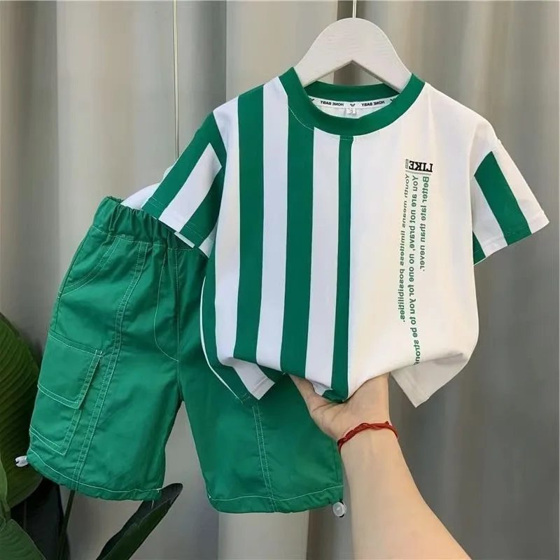 Summer Kids Clothing Set for Baby Boys Clothes Outfits Toddler Infant Stripe T Shirt  short Pants 2 Pcs Suit Children Sportswear