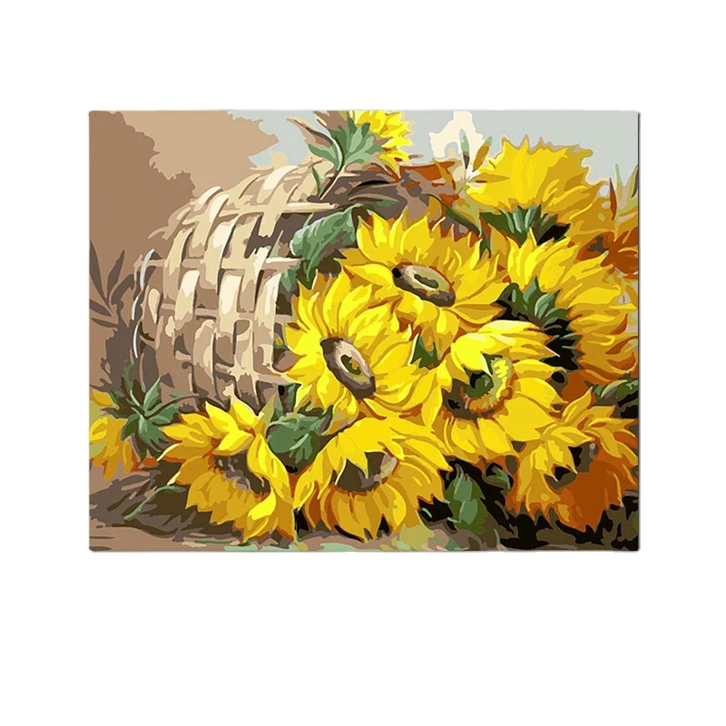 Новые товары, цифровое украшение «сделай сам», Раскрашивание по номерам, украшение для дома, Желтые Подсолнухи
