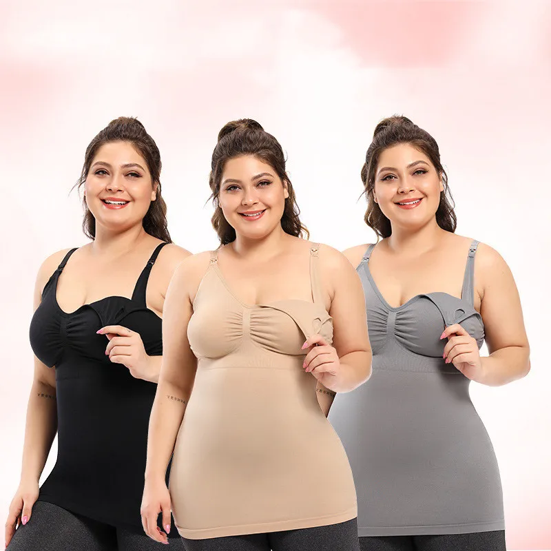 
2021 Hot Selling Comfortable Pregnant Clothing Women Breast-feeding Tank Tops Summer Nursing Bra Vest Maternity Clothing 