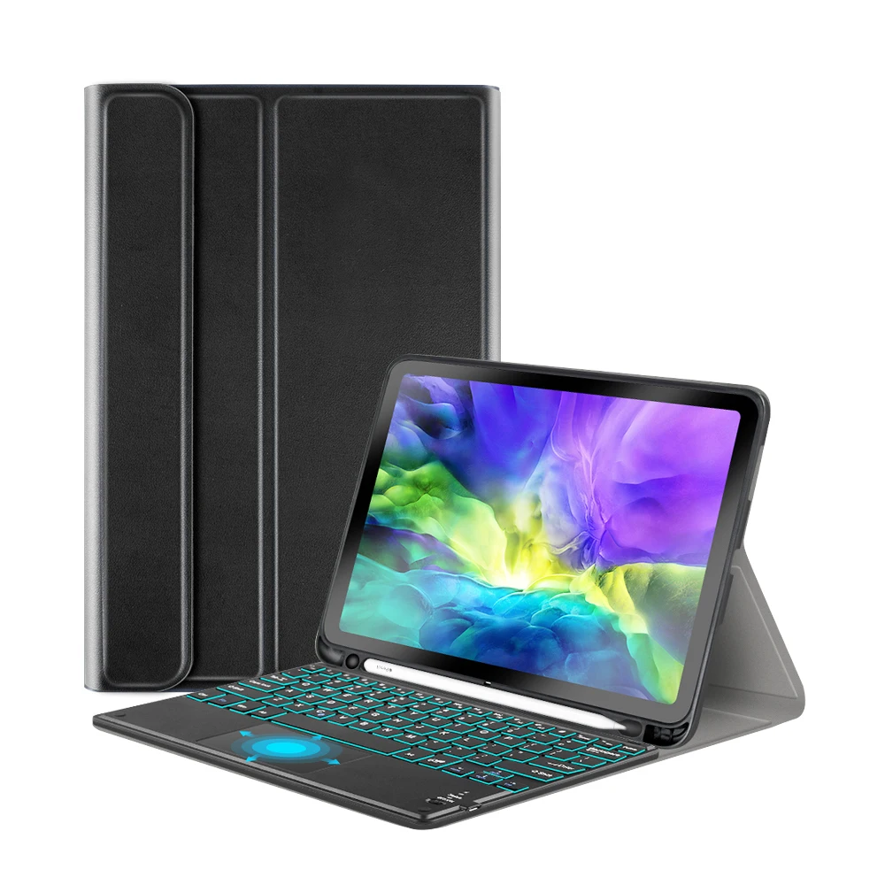Keyboard case for ipad pro 11 2020 with touchpad keyboard 7 colors backlight soft silicone protective shell