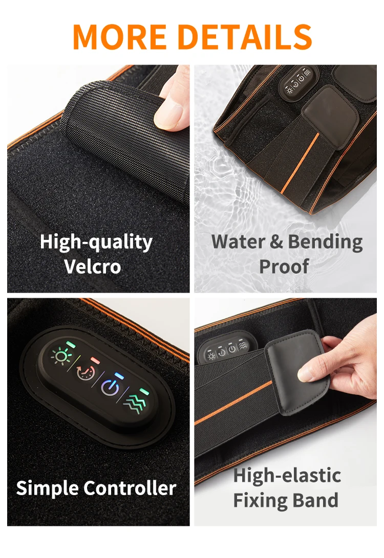 Graphene Salt Moxa Heating 3 Vibration Massage Modes Waist Massager Wireless Heating Waist Belt With Timer