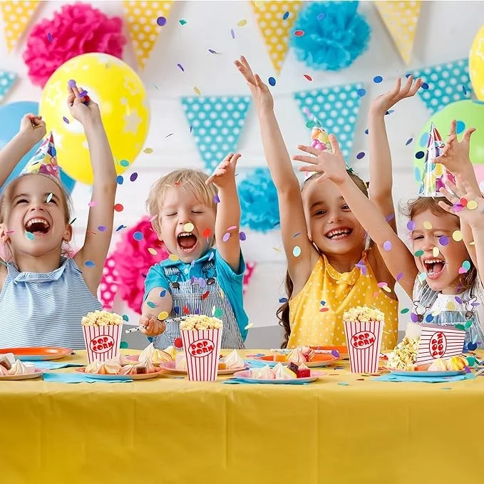 Red and White Popcorn Bags for Popcorn Machine, Movie Theater Decor Popcorn Box