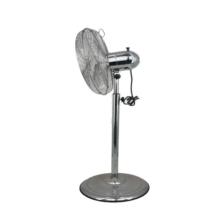 Oscillating stainless steel base gold silver strong power 14 Inch 4 metal blade large industrial stand pedestal fan