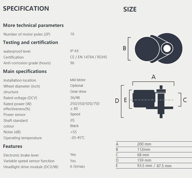 Factory Supplier Mid Motor Kit Bafang 48V 500W Bafang Ebike Kit