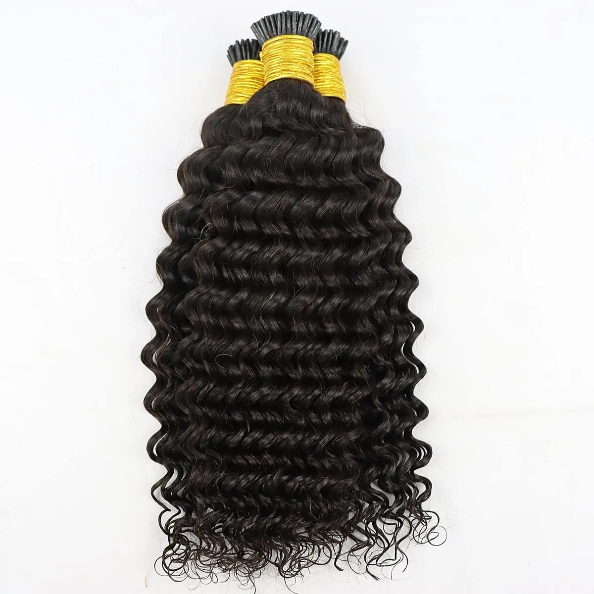 Wholesale High Quality Deep Wave Virgin Hair Weave Bundles Pre Bonded Microlinks Keratin Capsule I Tip Human Hair Extensions