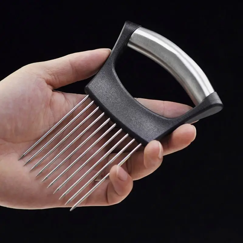 Onion slicing assistant stainless steel onion needle vegetable and fruit slicer tomato cutter onion cut