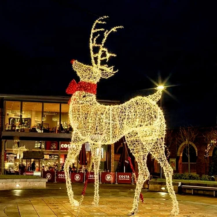 Открытый сад Пейзаж уличный праздник декоративный светящийся анимированный светодиодный Большой Рождественский 3d олень мотив огни