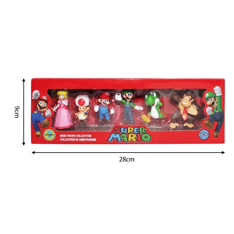 Игрушки игры для детей реальный Супер Мини размер 2 5 дюйма 3-8 см 6 шт. наборы Марио ПВХ экшн-Фигурки игрушки в цветной