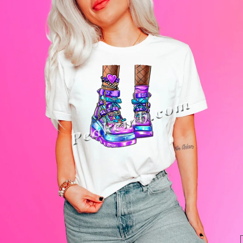 Cheap DTF Fancy Punk Shoes High Heels Designs Screen Print Transfers Sticker Vinyl for Clothes