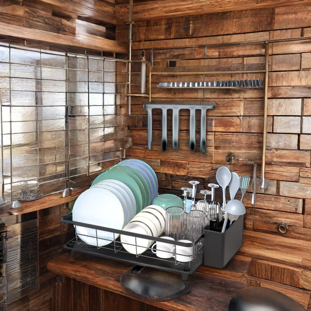 New Design Stainless Steel Kitchen Sink with Double Tier Dish Drying Rack and Drainboard Standing Type Installation