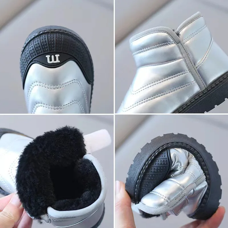 2023 Winter New Style Comfortable Outdoor Slip On Walking Boy Girls Inside Fur Flat Boots For Toddler