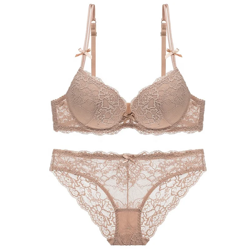 Ladies Bra Set with Adjustable Straps and Bow Sexy Push Up Bra and Panty Set Ladies Underwear