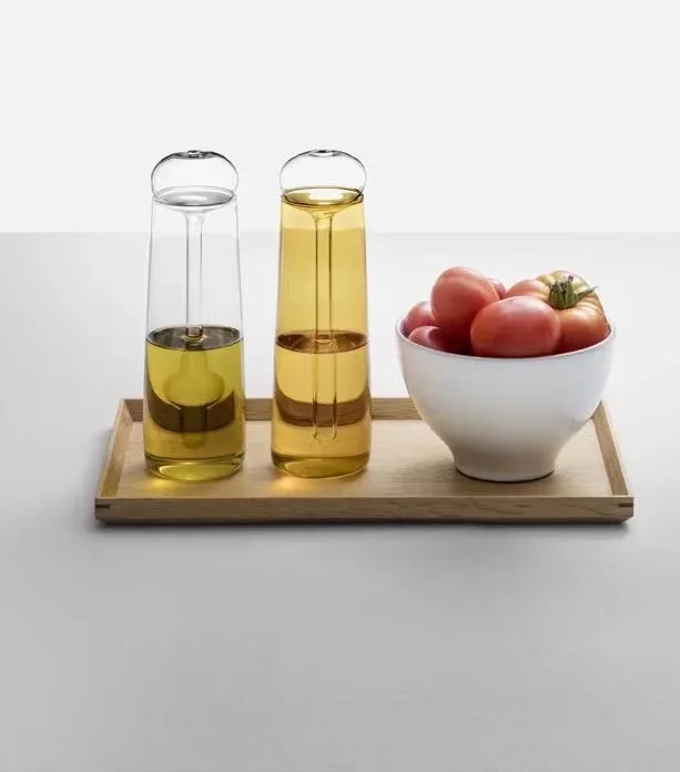 Wholesale Customized Condiment Sauce Cylinder Cooking Olive Oil Glass Bottle Empty Glass Vinegar Bottles in Kitchen