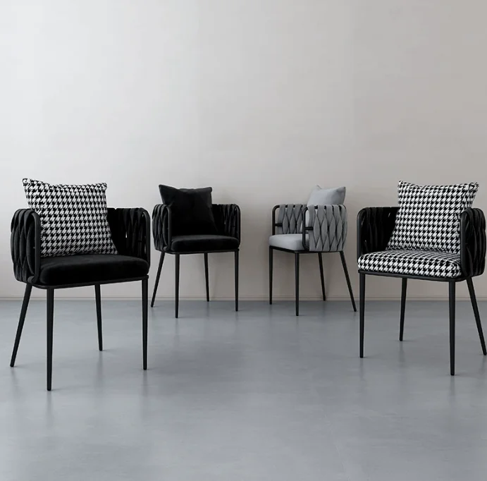 Wholesale Nordic Modern Black Luxury  Chairs Home Sets Living Room Accent Furniture Waiting Room Salon Furniture