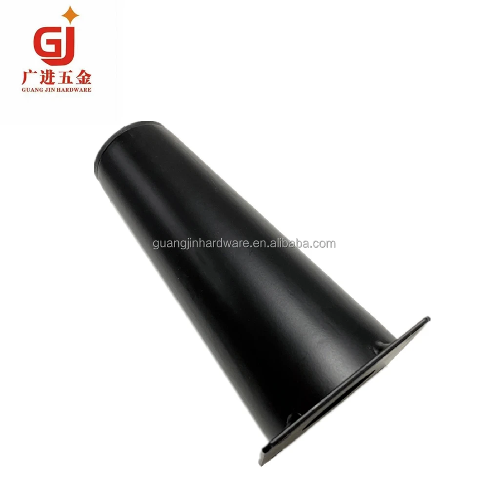 Simple dumb black metal 150MM oblique round tubular furniture feet with strong load-bearing sofa feet