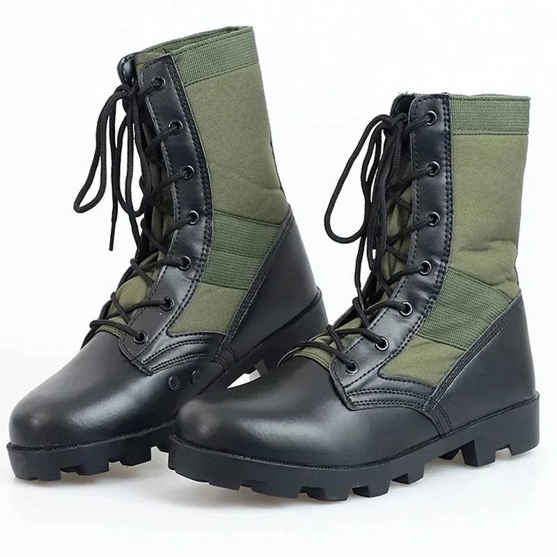 Lace up Waterproof Outdoor Shoes Slip on Breathable Canvas Camouflage Tactical Desert Ankle Men Boots