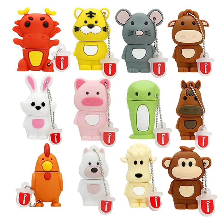 Promo Gifts Custom Soft Silicone USB Flash Drive 4GB 8GB 16GB 32GB 64GB Pendrive Animal USB Stick Memory Cartoon Usb