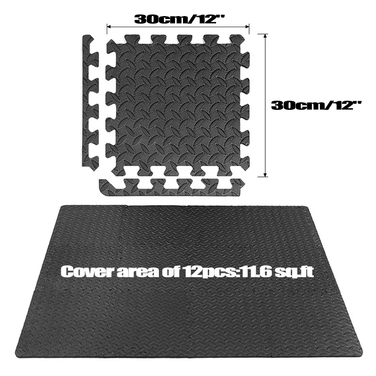 Gym Floor Mat Splicing Mats Patchwork Rugs Thicken Shock 12pcs 30*30cm EVA Leaf Grain Floor Mats for Gym Fitness Room Workouts