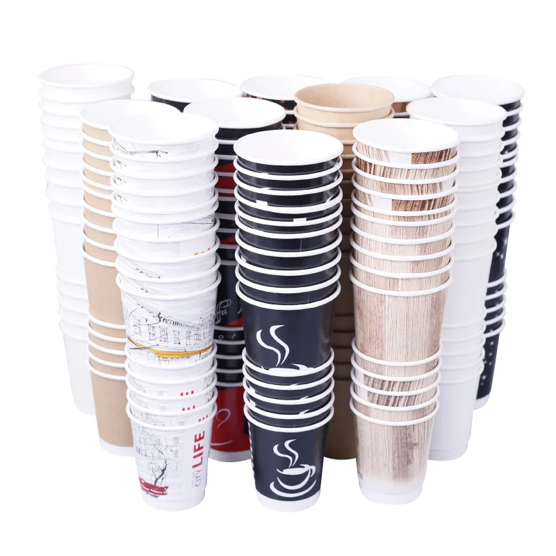 PTPACK 100ml-1000ml  disposable paper cups for hot and cold drinks take away paper cups logo customization