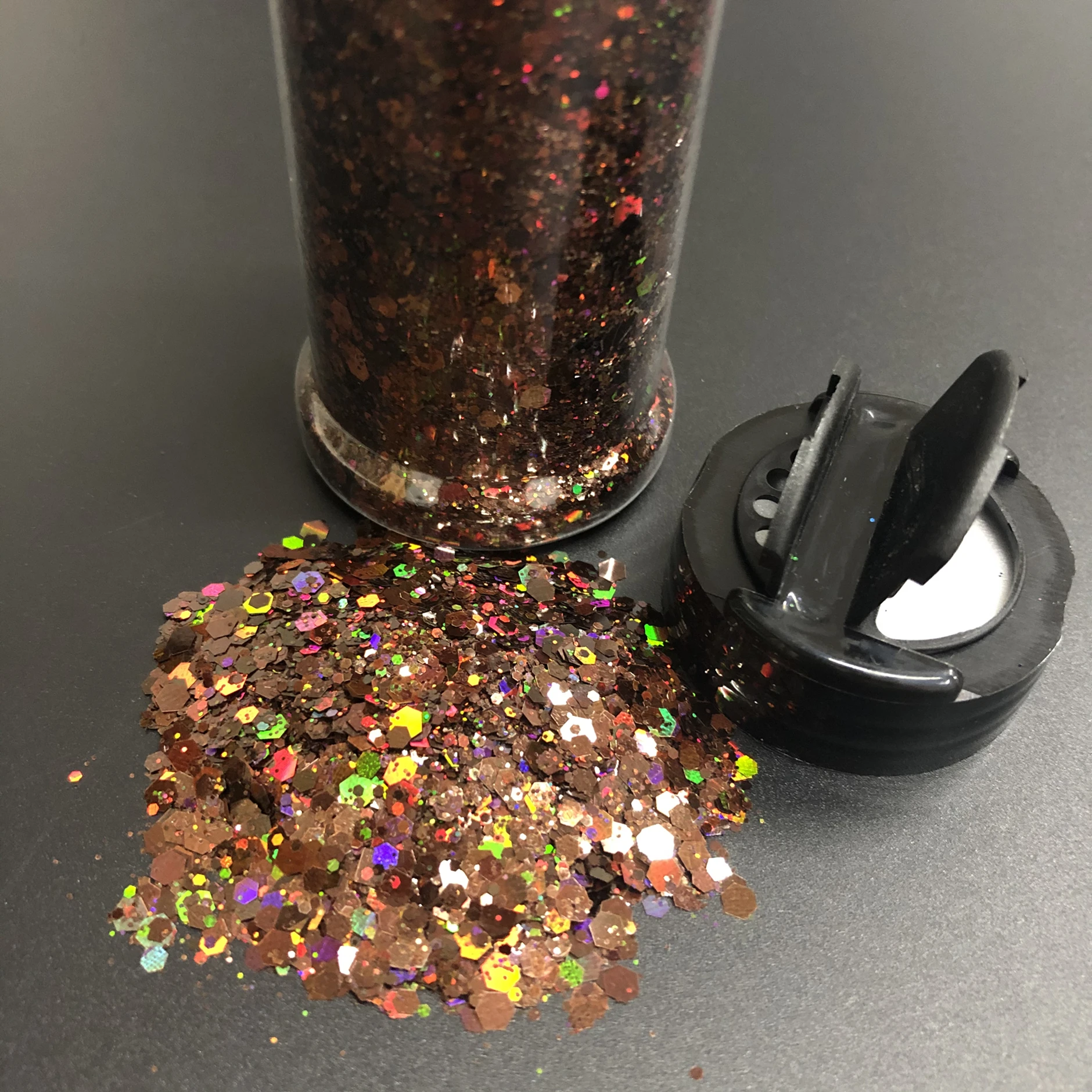 Top Sale Bulk 24 Colors Polyester Holographic Chunky Mix Cosmetic Nails Glitter In Shaker