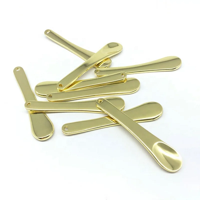 In stock private label luxurious zinc alloy eye cream golden spoon mini cosmetics face spatula