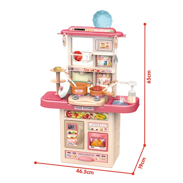 Popular plastic kitchen toys kitchen cabinet send out water pretend play toys with sound and light