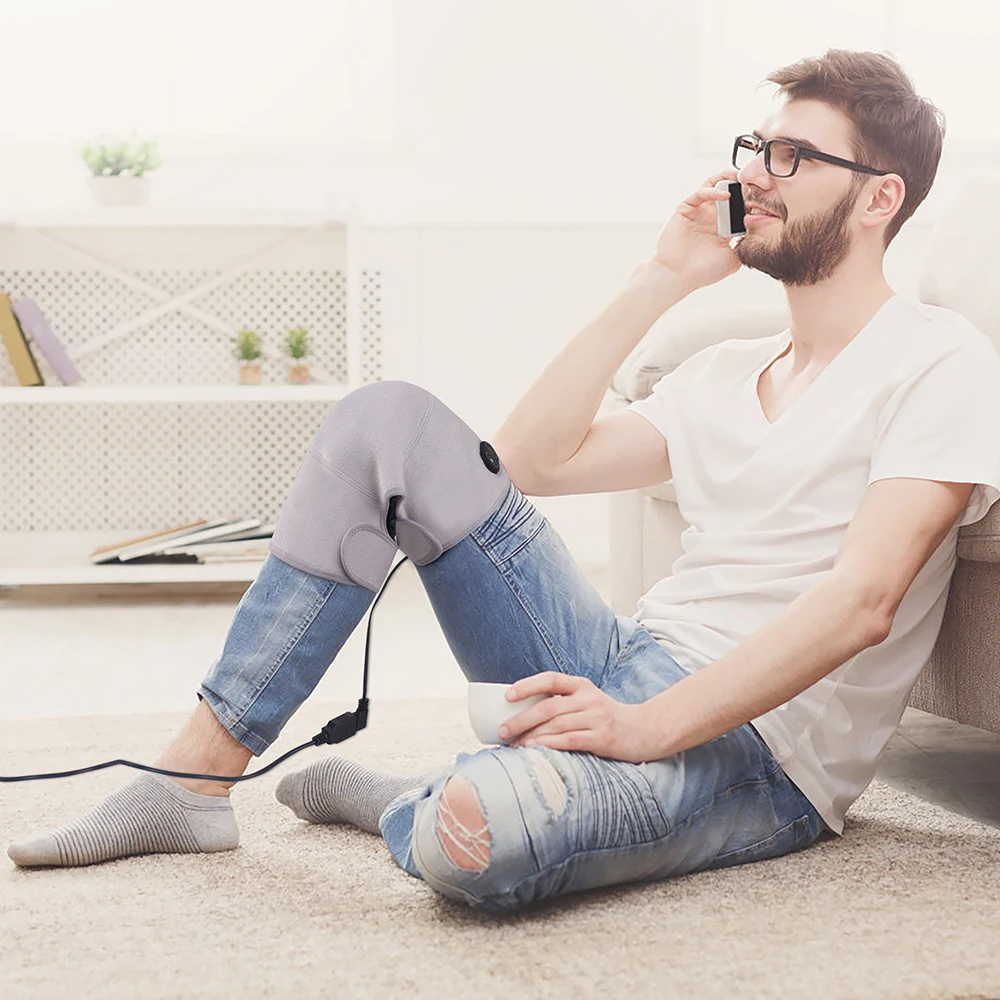 Electric USB Knee vibration massage heat therapy USB electric heating warm knee wrap washable heating knee wrap