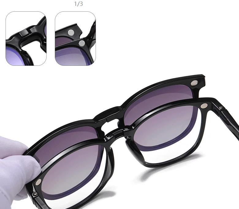 
wholesale new fashion anti-blue light sun glasses women men flat mirror magnetic clips absorption TR90 polarized sunglasses 