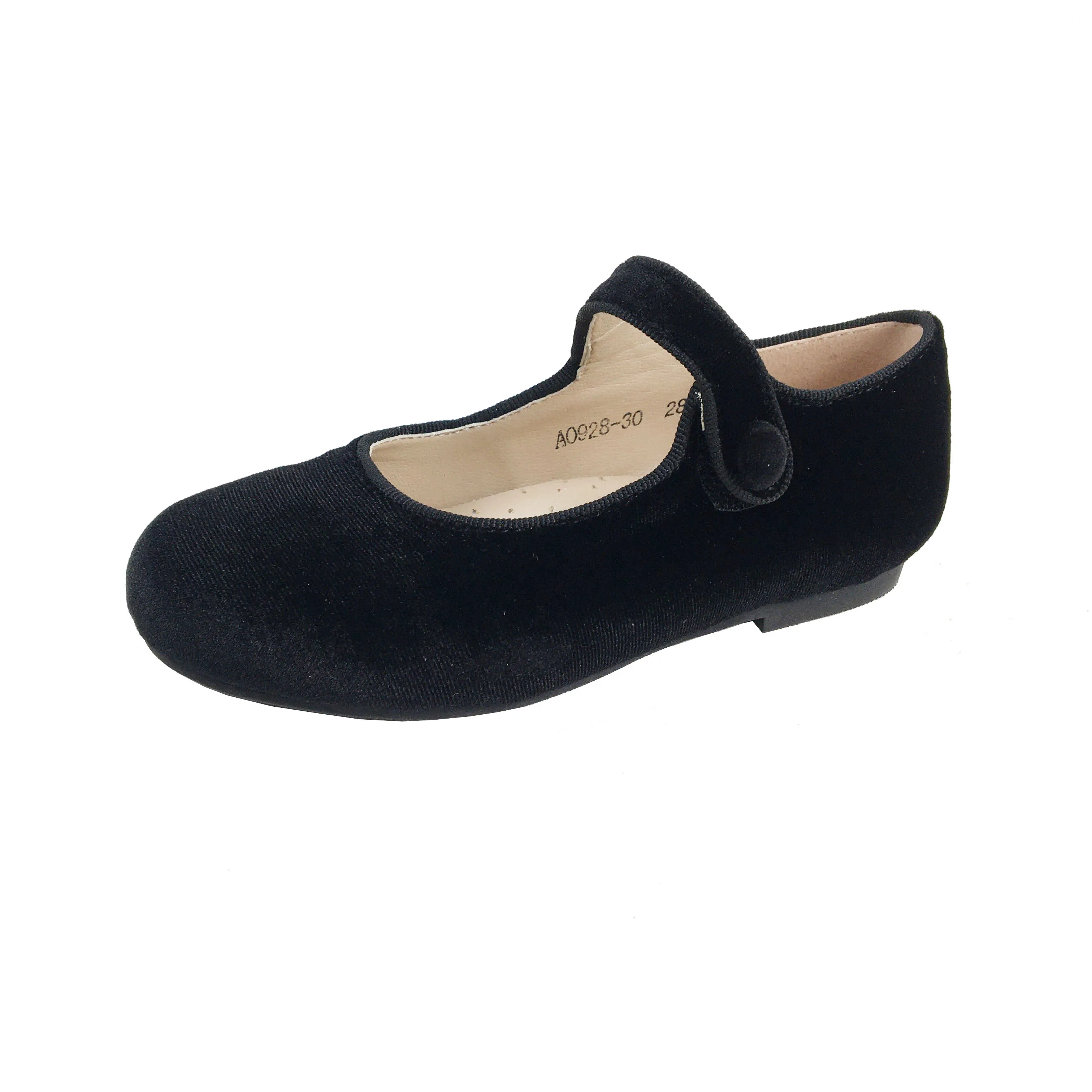 New Arrivals Wholesale Children  Girls All Season Kids Black Velvet Children Casual Shoes Mary Jane Shoes Kids Girl Shoes