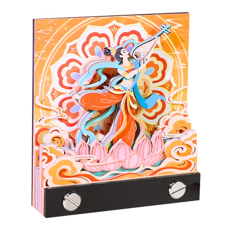 3D Classic Chinese Dunhuang Frescoes Paper Cut Memo Pad Architectural Model Ornaments Three-Dimensional Paper Creative Gifts