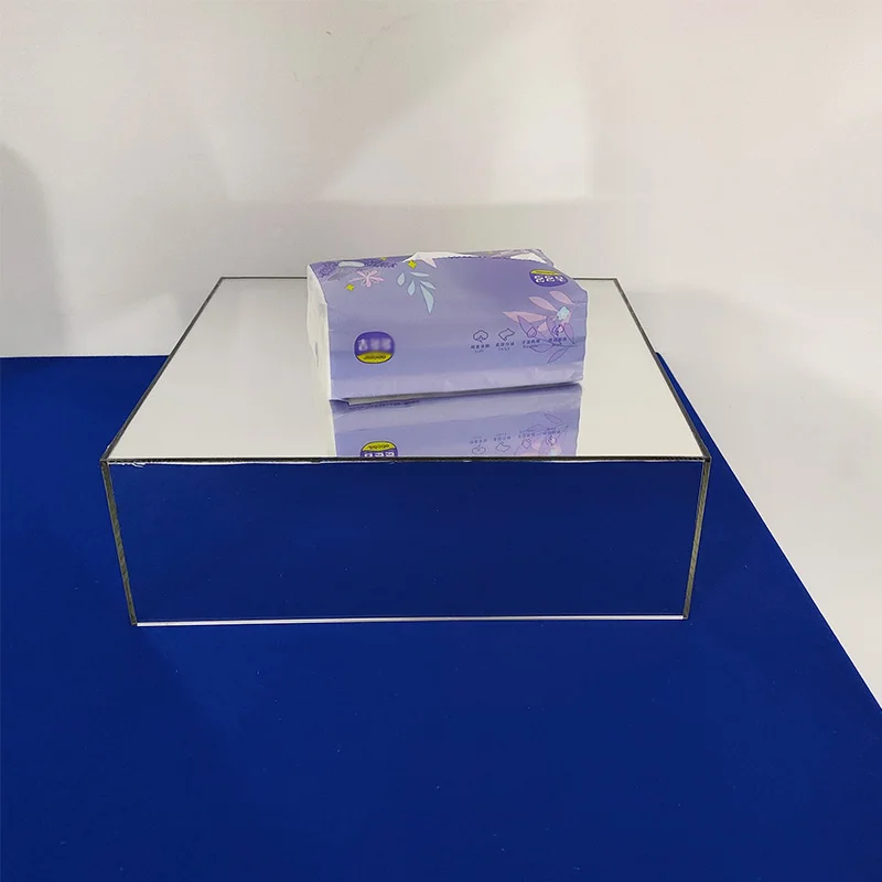 Set of 3 Square Mirrored Display Cube Acrylic Buffet Riser Sliver Mirror Acrylic Catering Buffet Risers Display Food Display