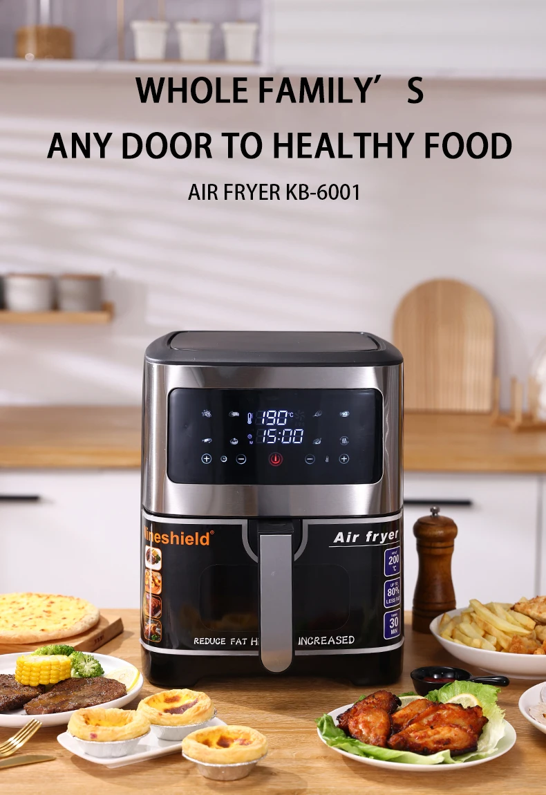 Stainless Steel Smart Air Fryer with Super Long Digital Display Home Use Only Deep Electronic Screen Feature
