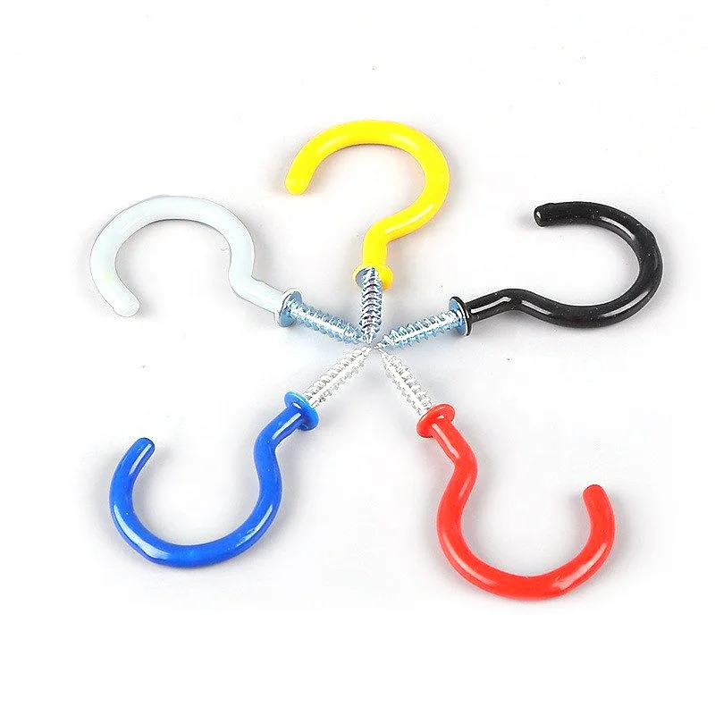 Красный крючок с виниловым покрытием, размер доступен от 1/2 до 2 дюймов, крючок для чашки, маленький декоративный винтовой крючок