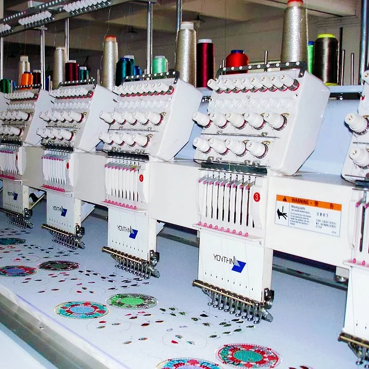 Yonthin High Speed Industrial Multi Head Flat Sequin/ Chenille/Cording Embroidery Machine Computerized for Garment Clothes