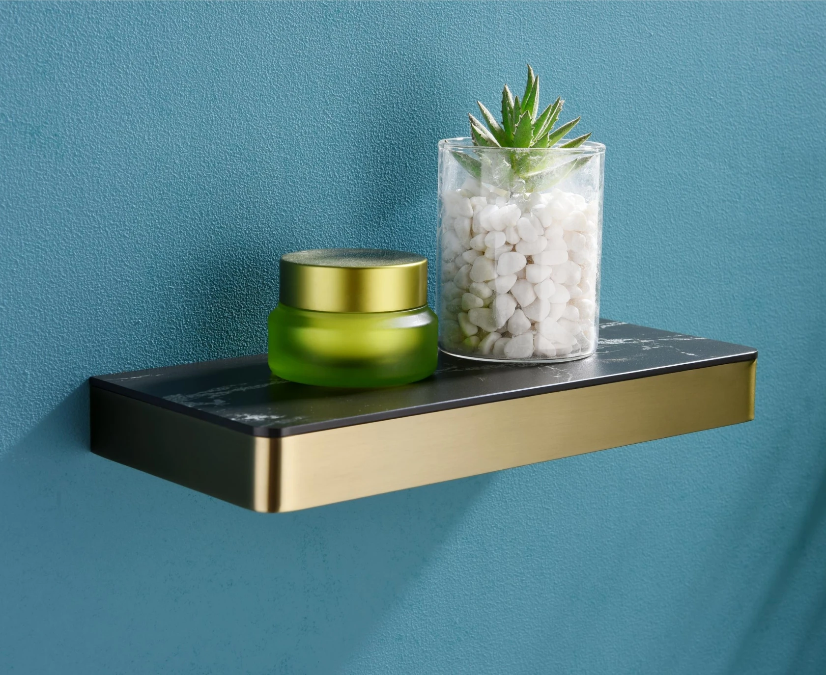 Duxini unique design marble brushed gold stainless steel wall mounted corner toilet single tier bathroom shelf