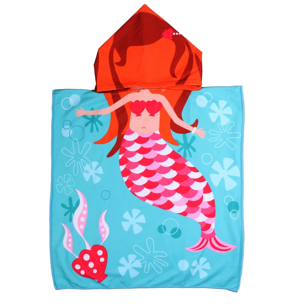 Kids Hooded Cartoon Printed Bath Towel Wearable Microfiber Organic Bath Towel/Beach Towel Kids