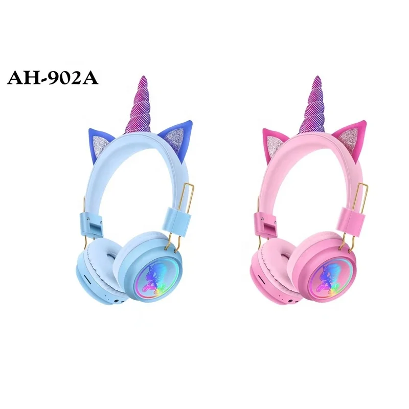 Cute Unicorn Glitter Kids Stereo Pink Headphone for Girls Children Birthday Gift