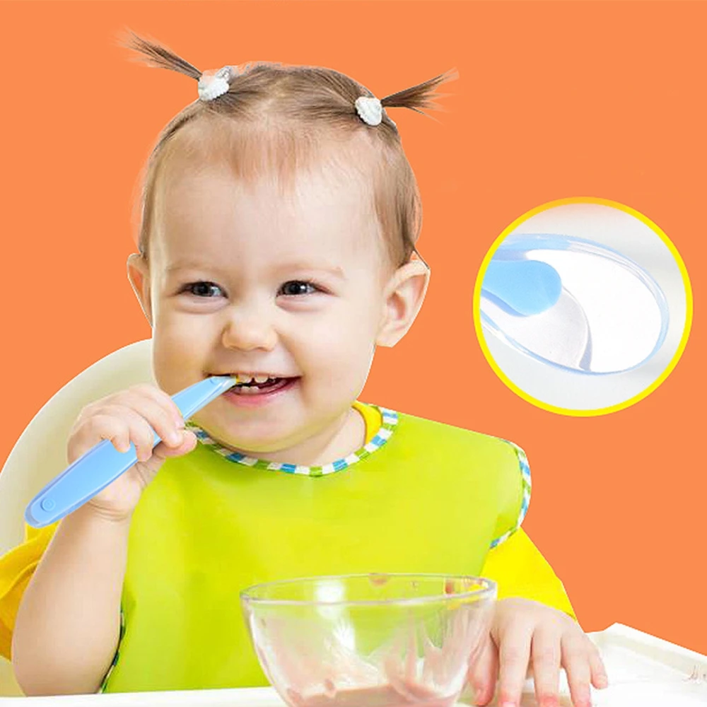 Wholesale High Quality Silicone Kids Spoon Baby Training Tableware Spoon Kids Feeding Soft Silicone Baby Spoon