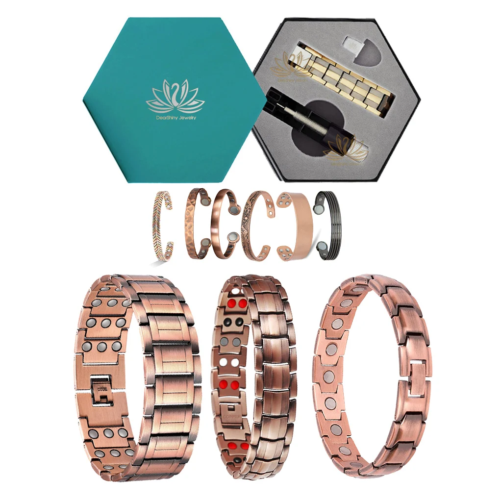 Premium 99.9% Pure Copper Magnetic Bracelet Health Benefits 4in1 Bio Elements for Therapy Arthritis Men Women Pain Relief