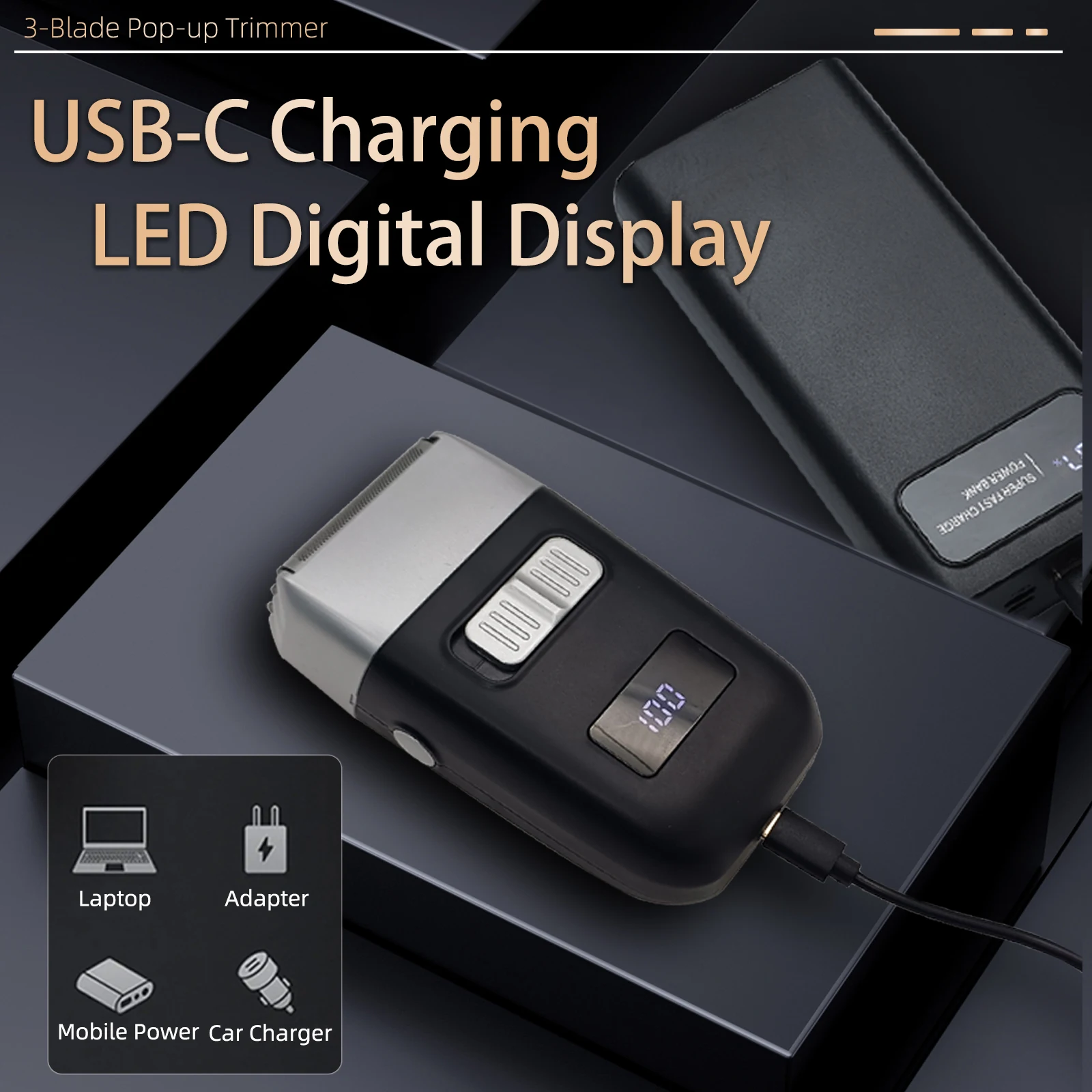New LED Digital Display high quality triple blades electric man foil shaver electric head shavers razor