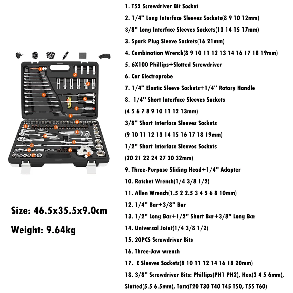 123Pcs Hand Tool Set Wrench Auto Repair Workshop Tools Professional Mechanic Hand Tools Box Set With Ratchet Wrench Set