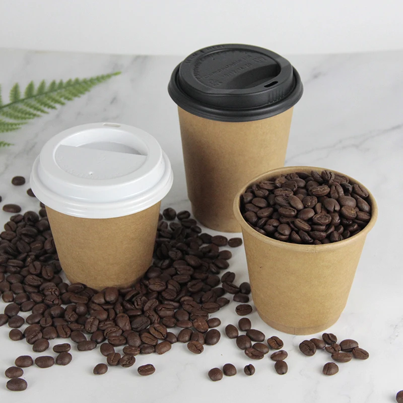 Biodegradable Eco Friendly Custom Logo Printing Disposable Double Wall Coffee Paper Cup For Tea Hot Drink with lids