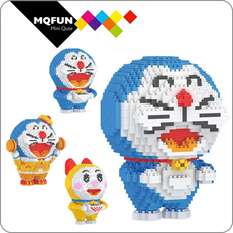 BOYU Anime Doraemon Dorami Cat Robot Animal Dorayaki Pocket Can Open DIY 3D Model Mini Diamond Small Blocks Bricks Building Toy