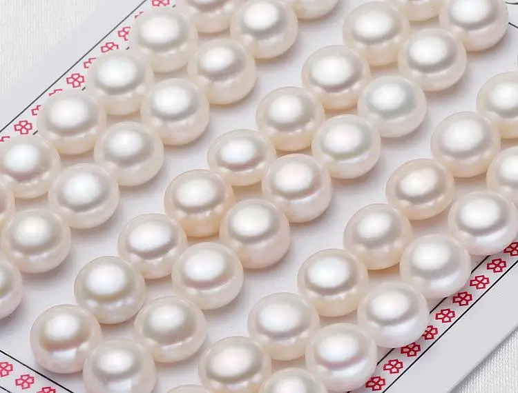 LPB45 White Natural Freshwater Pearl Cabochons Flat Back Half Drilled Loose Pearls
