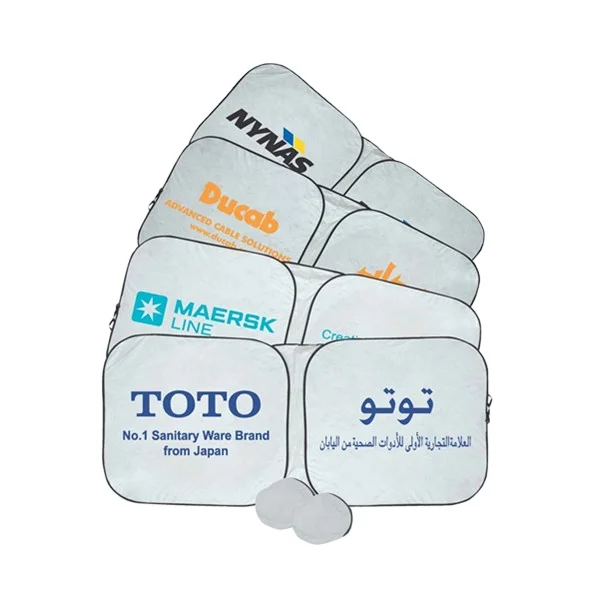 Promotional Foldable Cute printing custom design polyester car sunshade
