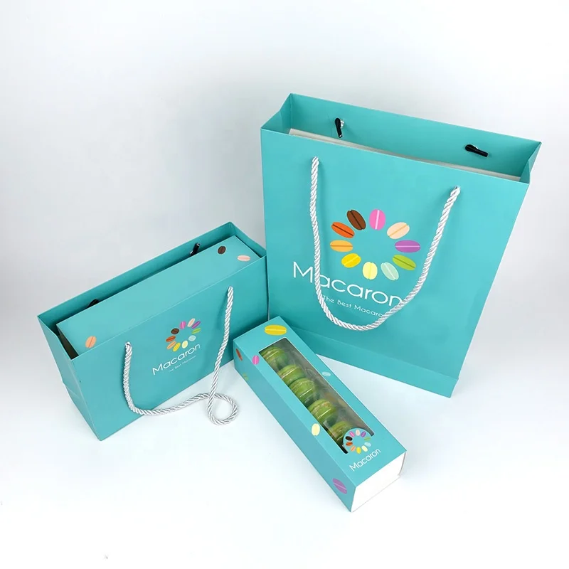 Macaron gift packaging box cookie display paper box macaron gift bag packaging