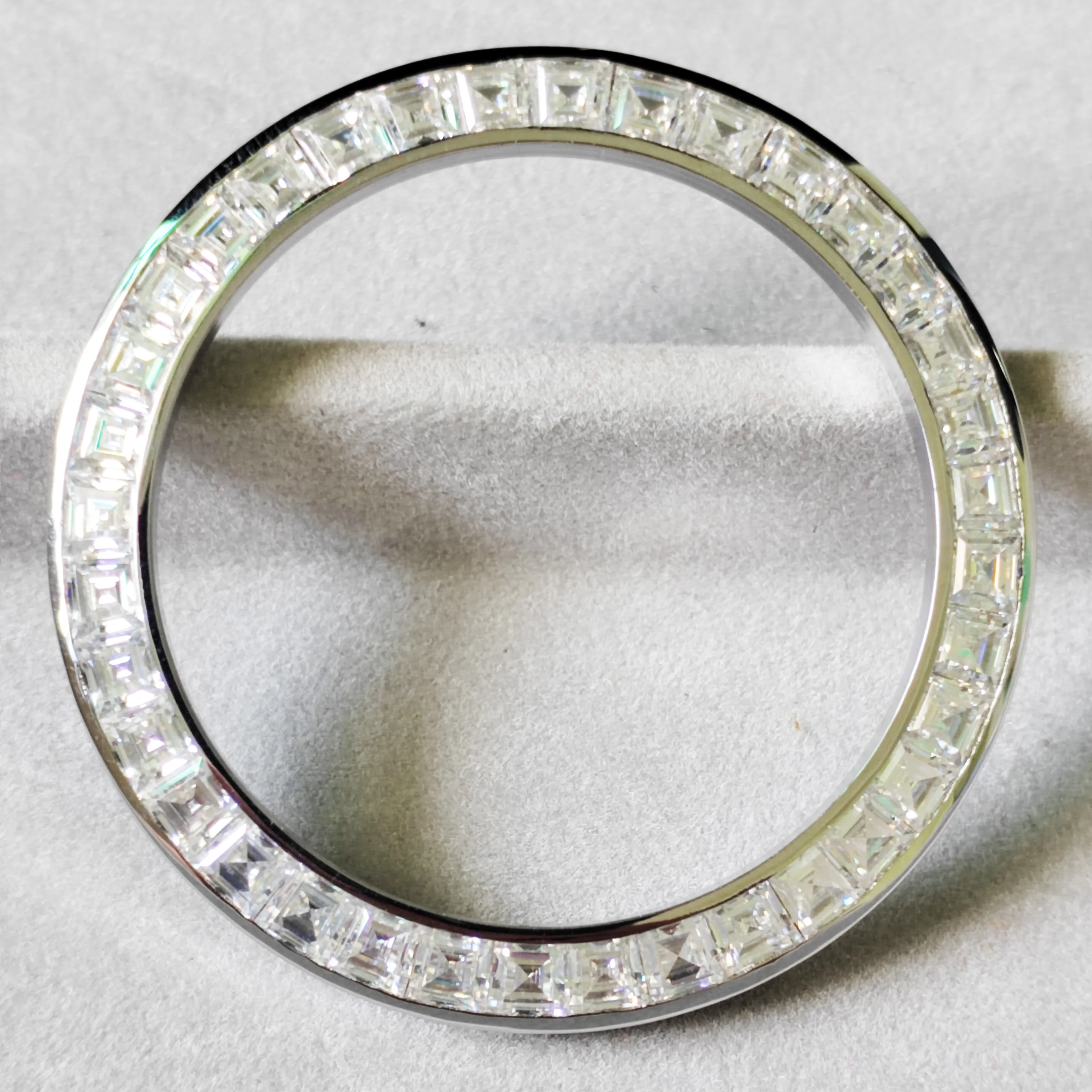 39mm Luxury white Gem Stainless Steel Watch Bezel with  Cubic Zircon Watch parts for wristwatch